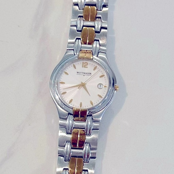 Whittnauer Mens Two Tone Swiss Watch-Sapphire Crystal, Stainless Steel Case-35mm - Picture 1 of 14